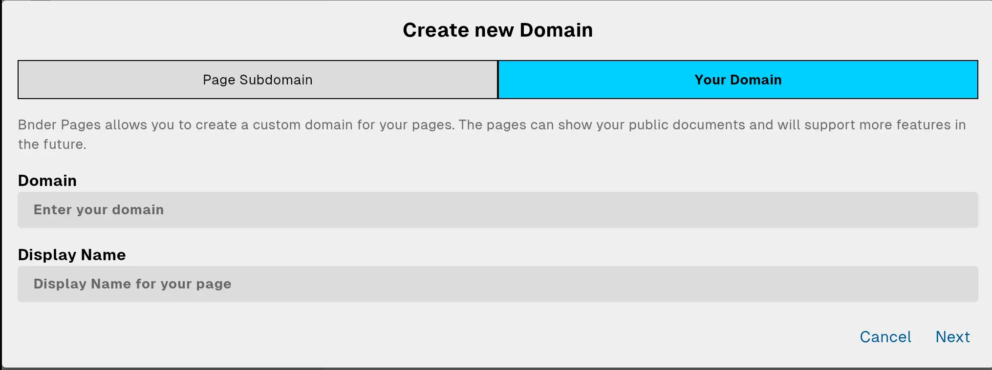 Screenshot of custom domain management in app