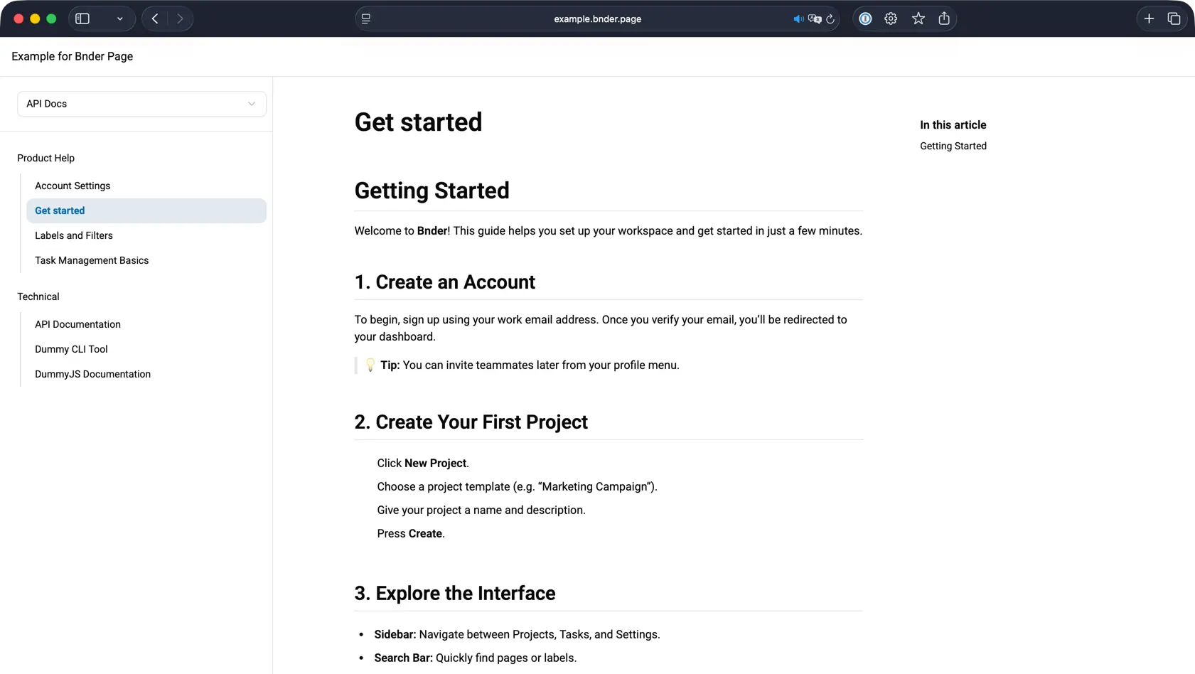 Screenshot of help document
